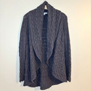 Cabi Gray Knit Long Sleeve Open Waterfall Cardigan Sweater Size M